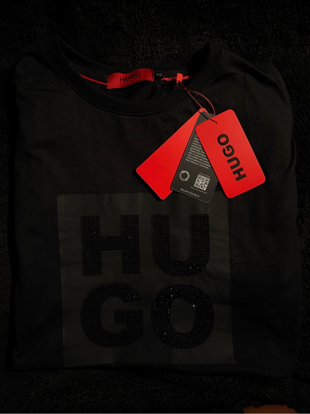 Hugo Boss Black Short-Sleeve Logo Tee with Red Tag